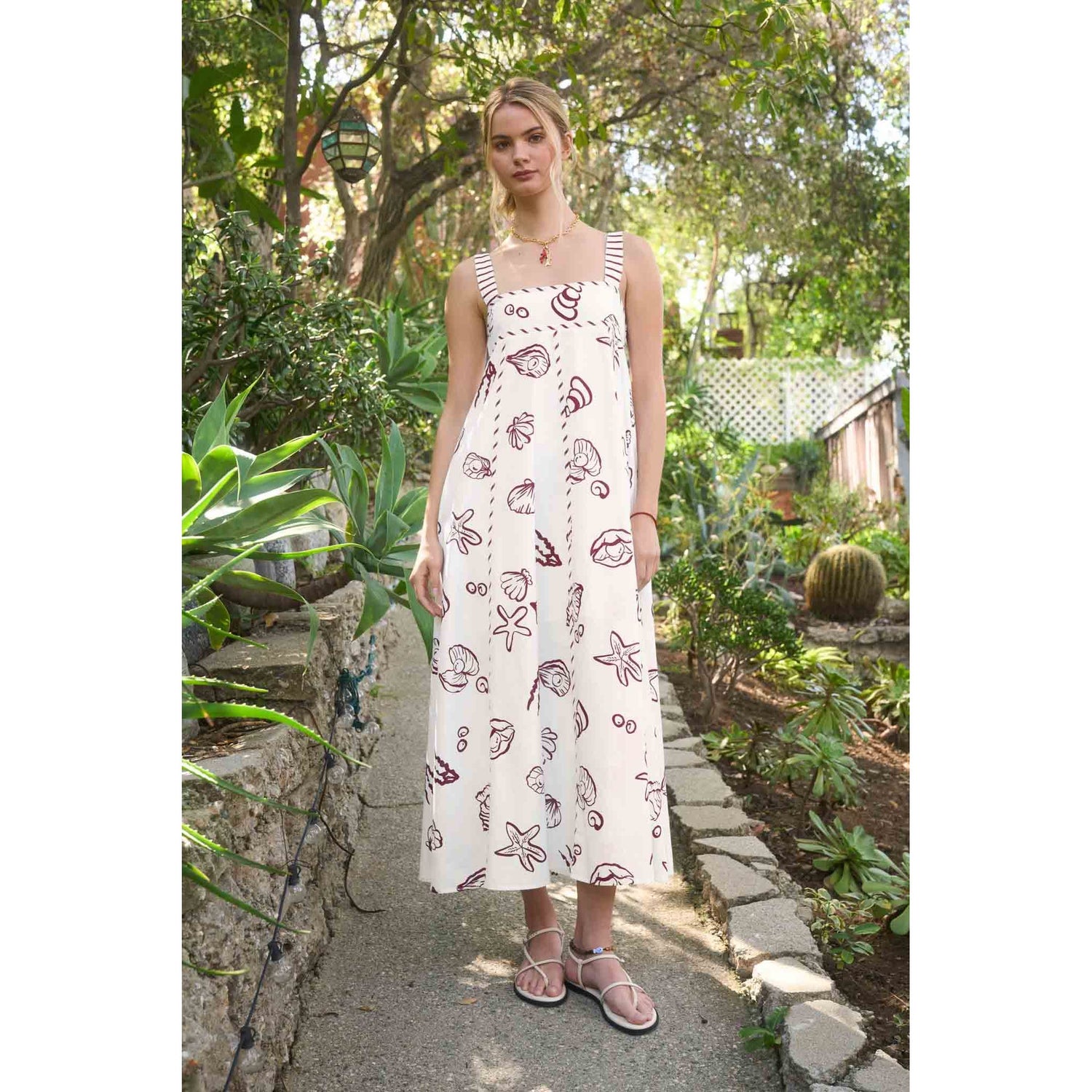 Nautical Empire Waist Sleeveless Maxi Dress