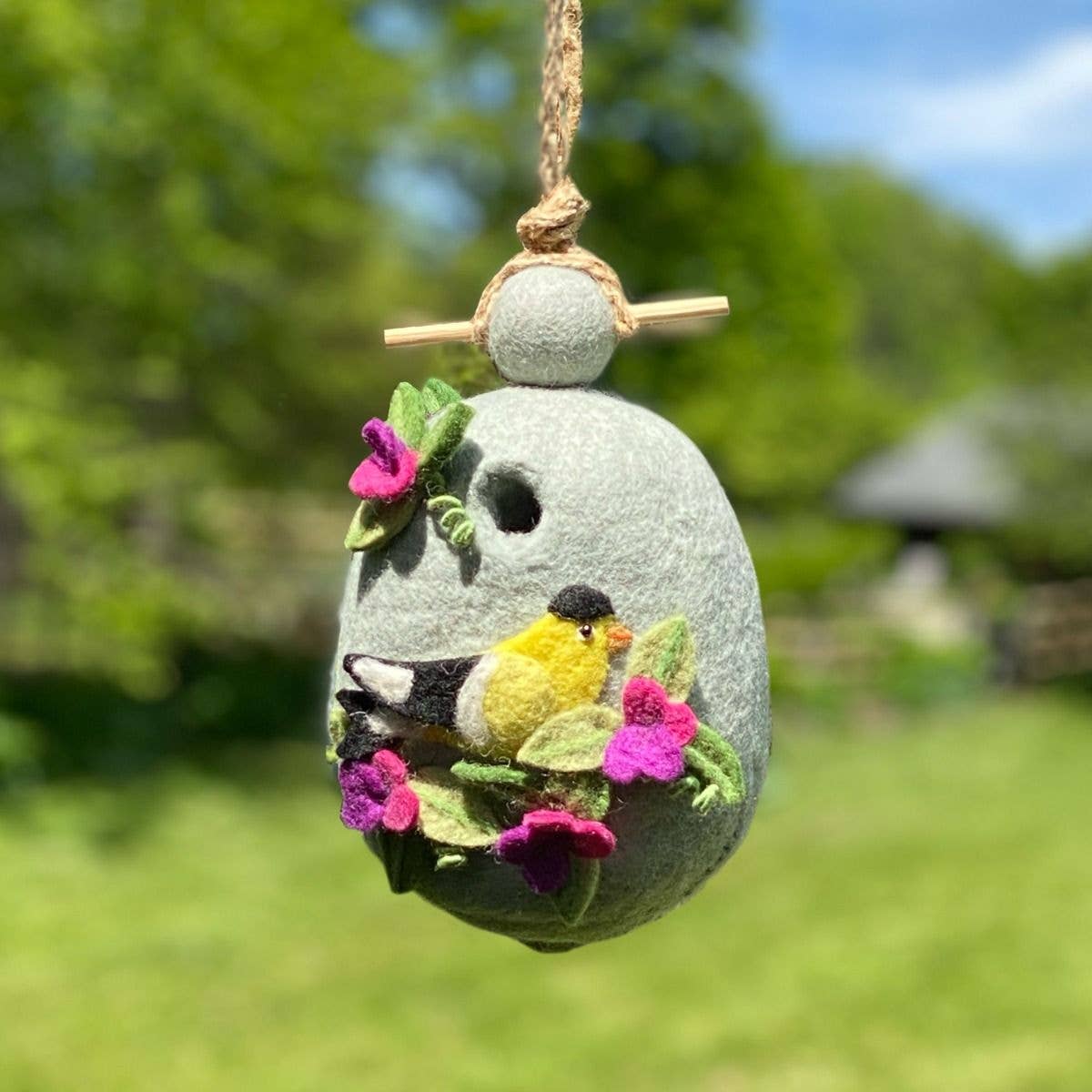 Hand Felted Sweetpea Goldfinch Birdhouse