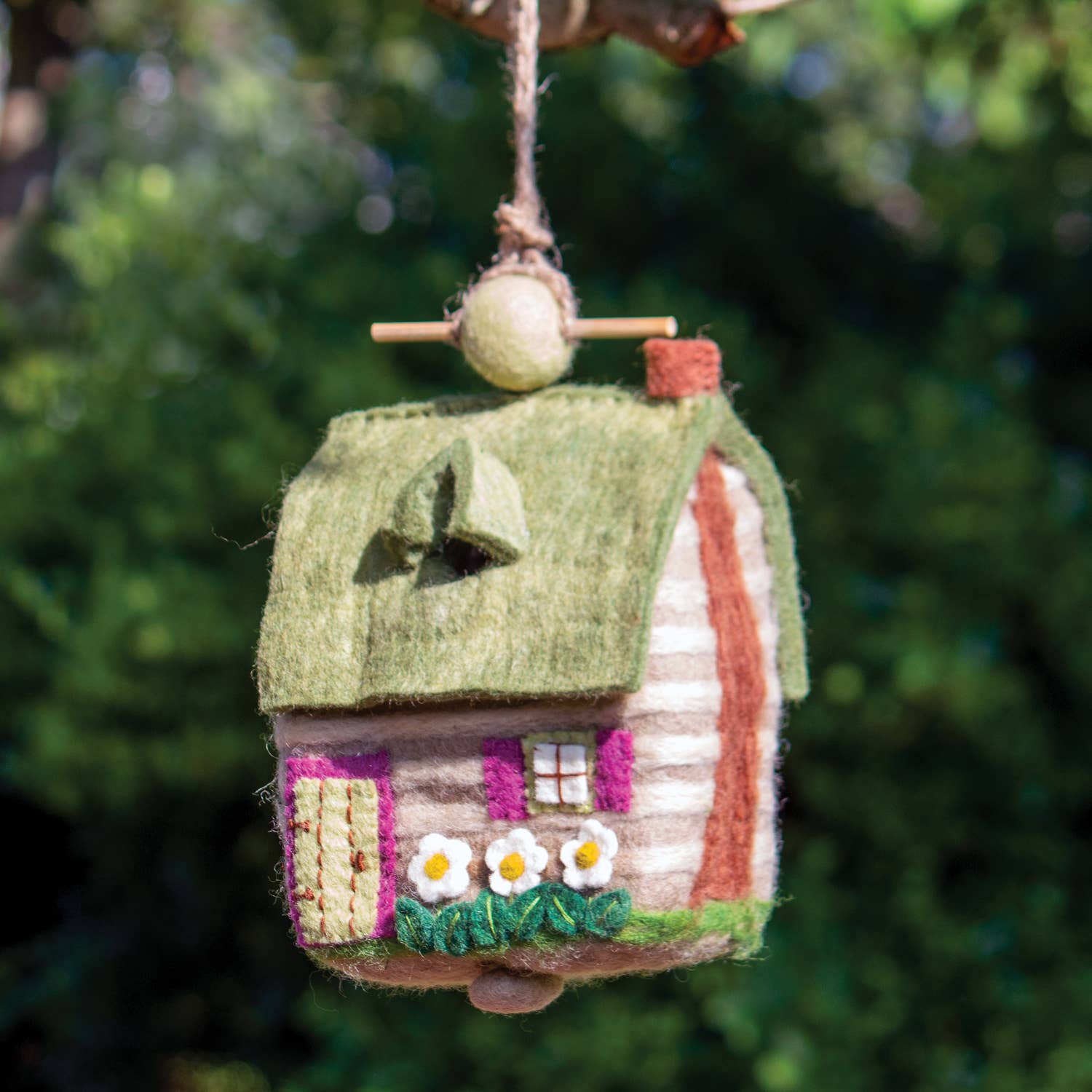 Hand Felted Country Cabin Birdhouse