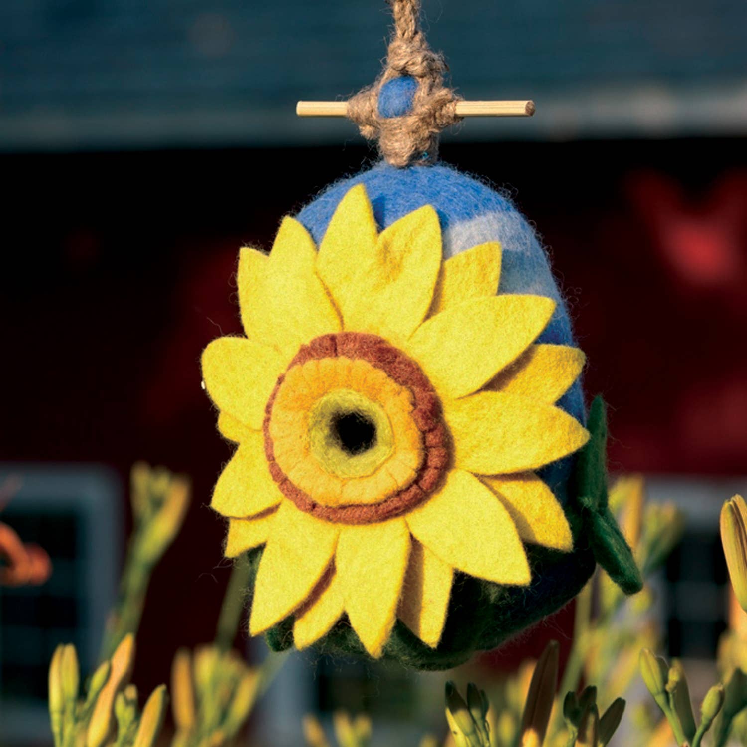 Hand Felted Sunflower Birdhouse