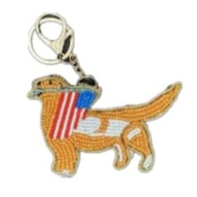 American Dog Beaded Bag Charm