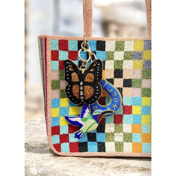 American Dog Beaded Bag Charm