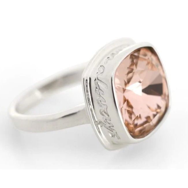 "I Am Always With You" Sterling Silver Ring - Vintage Rose Swarovski Crystal