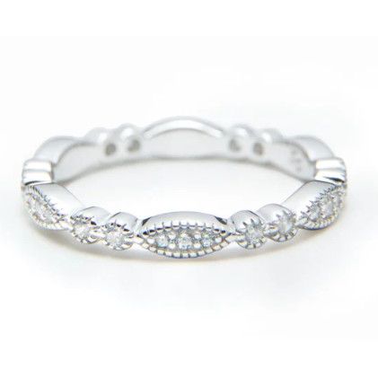 Dainty Eternity Band Ring - Sterling Silver and Clear Crystals