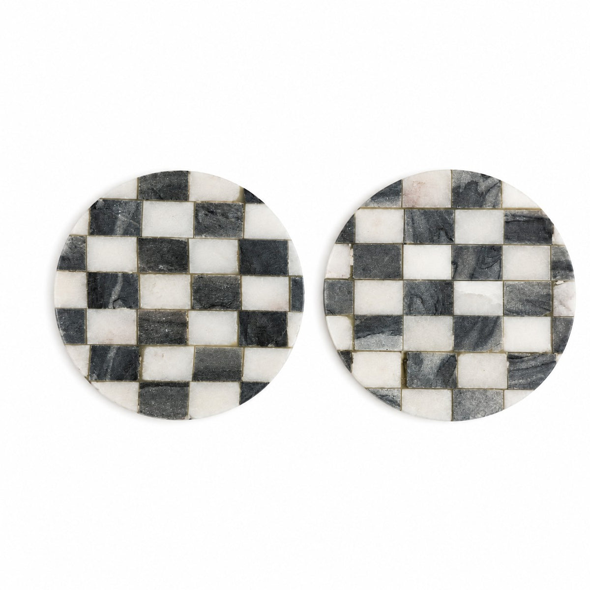 Black & White Checkered Stone Coaster Set