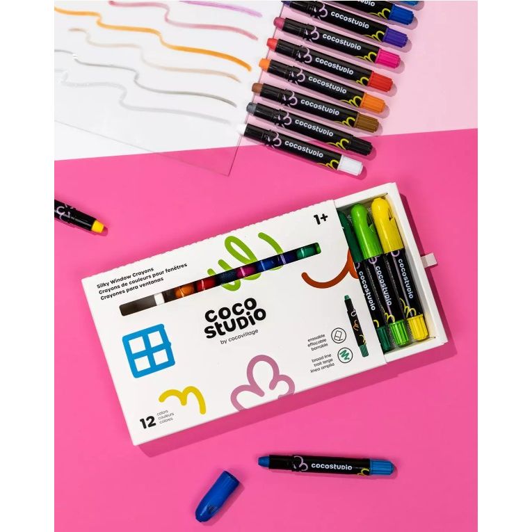 Erasable Silky Window Crayons - 12 Colors