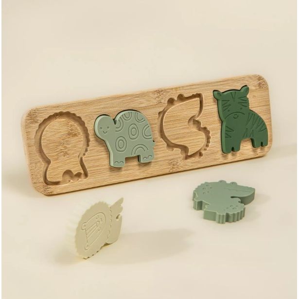 Silicone Puzzle on Wooden Plate - Savana