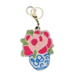 Flower in a Jar Beaded Bag Charm