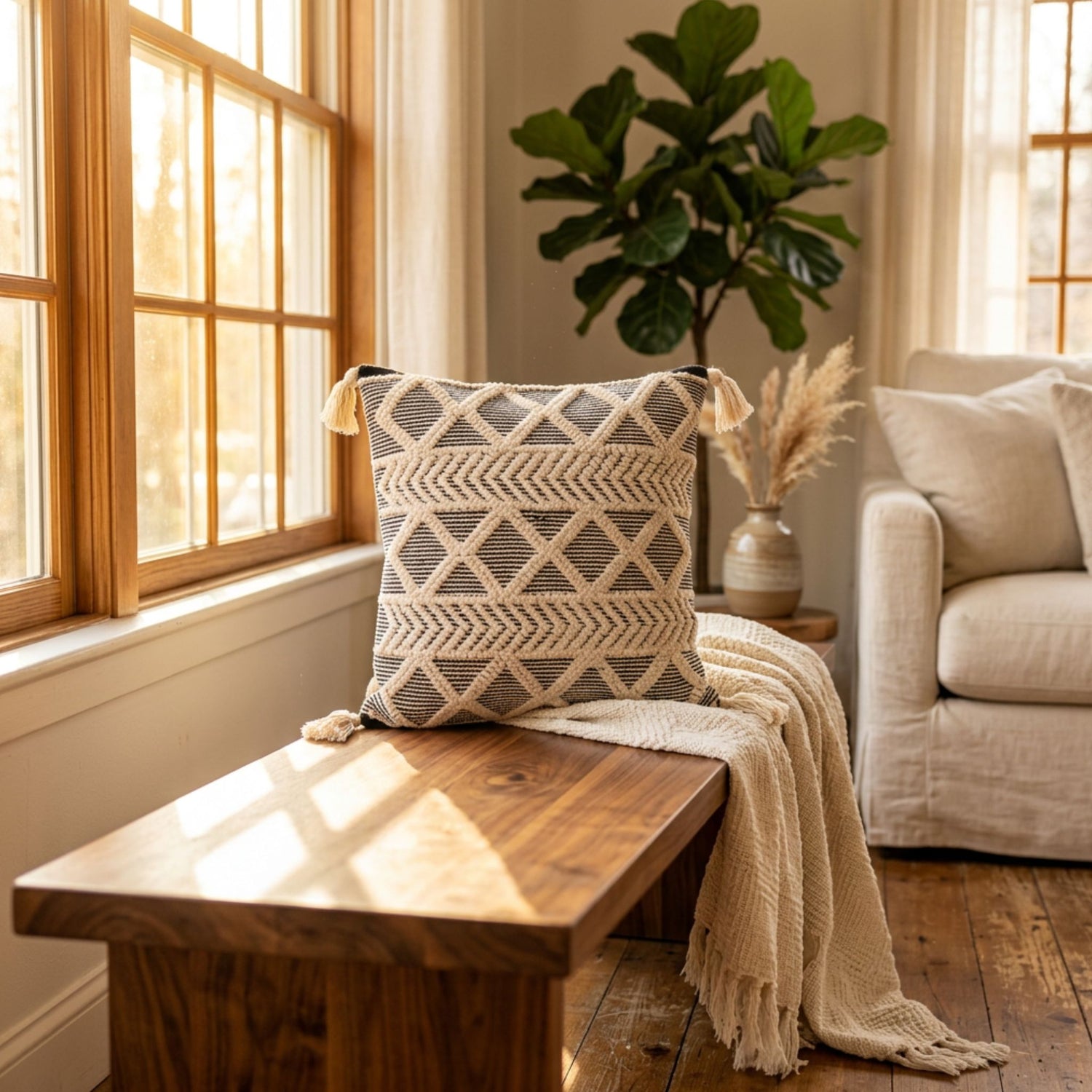 Geometric Chevron Accent Pillow