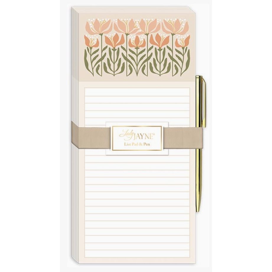 Magnetic List Pad with Pen, Flower Market Lily