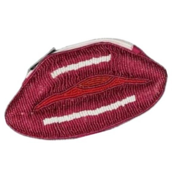 Lips Beaded Coin Wallet