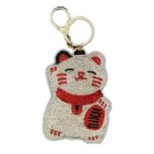 Maneki-Neko Beaded Bag Charm