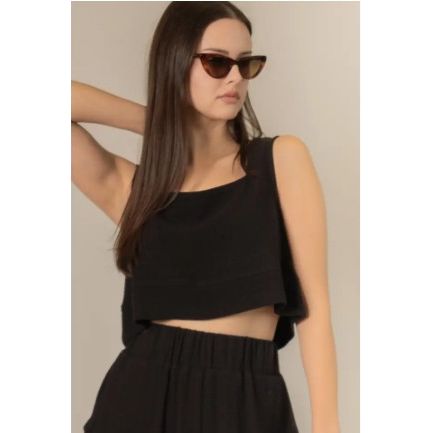 Linen Sleeveless Cropped Top