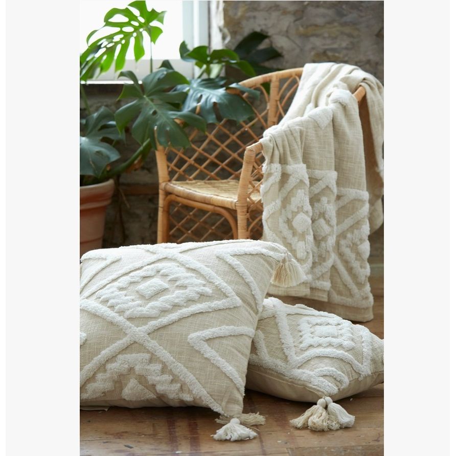 Diamond Tufted Cotton Throw Blanket