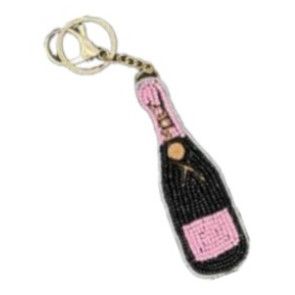 Pink Champagne Beaded Bag Charm