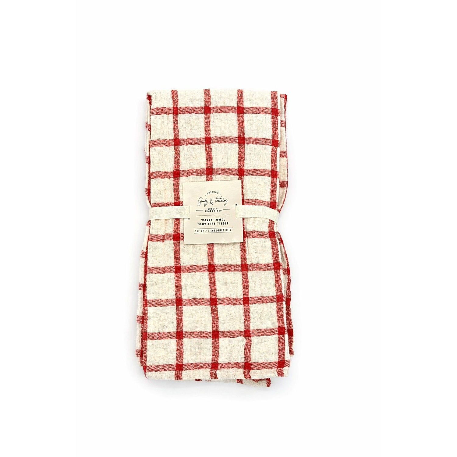 Red Plaid Woven Towel Set