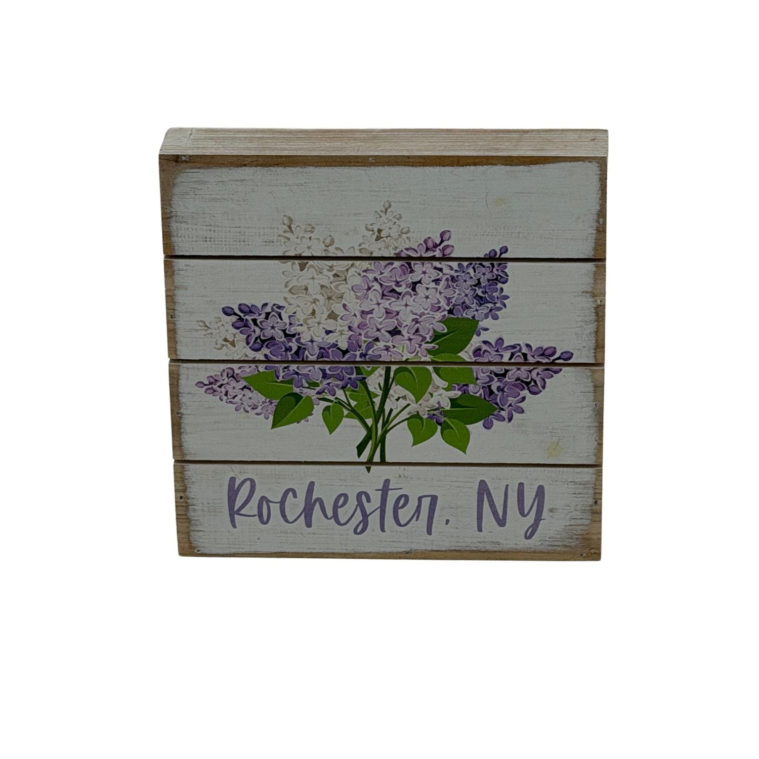 Rochester, NY Wooden Lilac 6"x6" Sign
