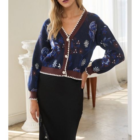 Floral Intarsia Cardigan