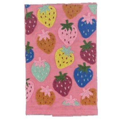 Strawberry Beaded Tea Towel