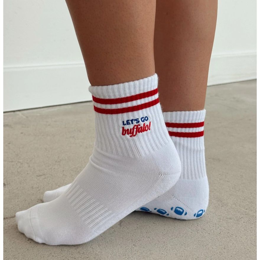 Let's Go Buffalo Embroidered Grippy Socks