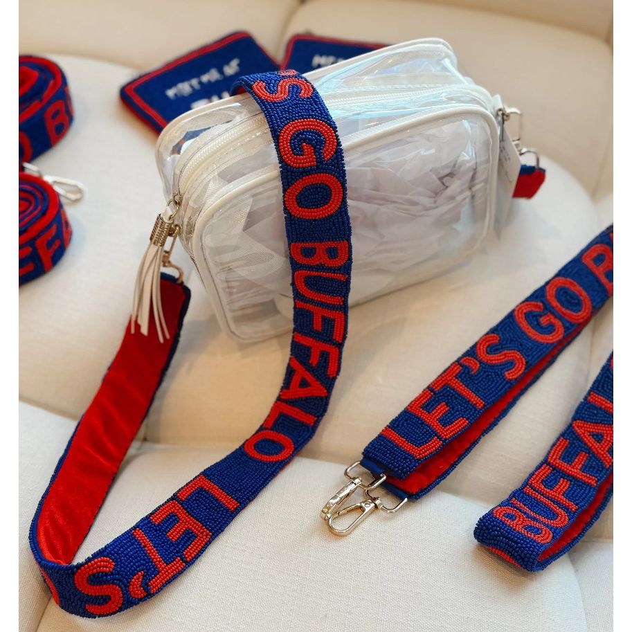 Beaded Let's Go Buffalo Stadium Bag Strap