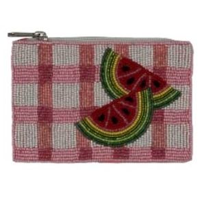 Watermelon Beaded Coin Wallet