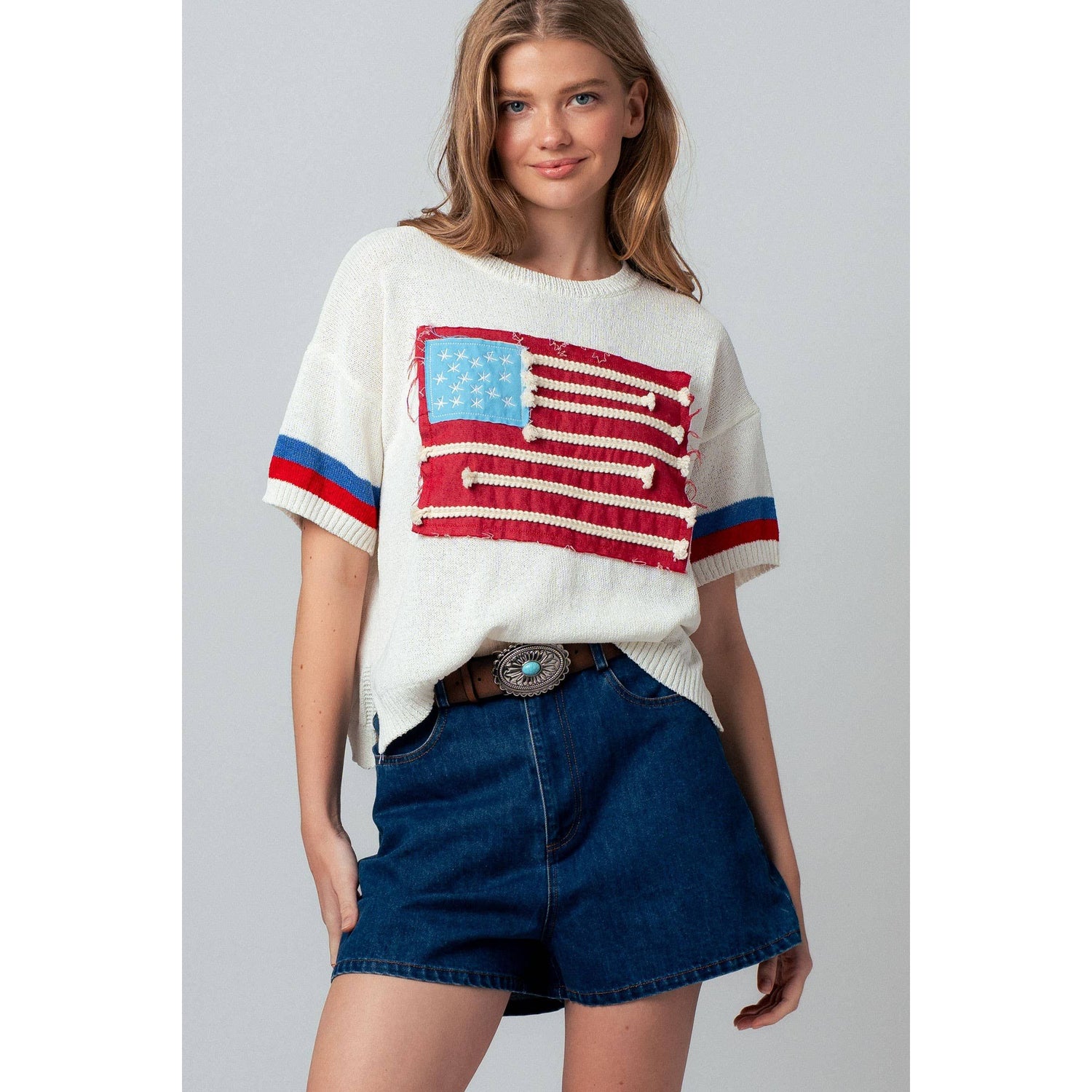 Flag Applique Knit Sweater