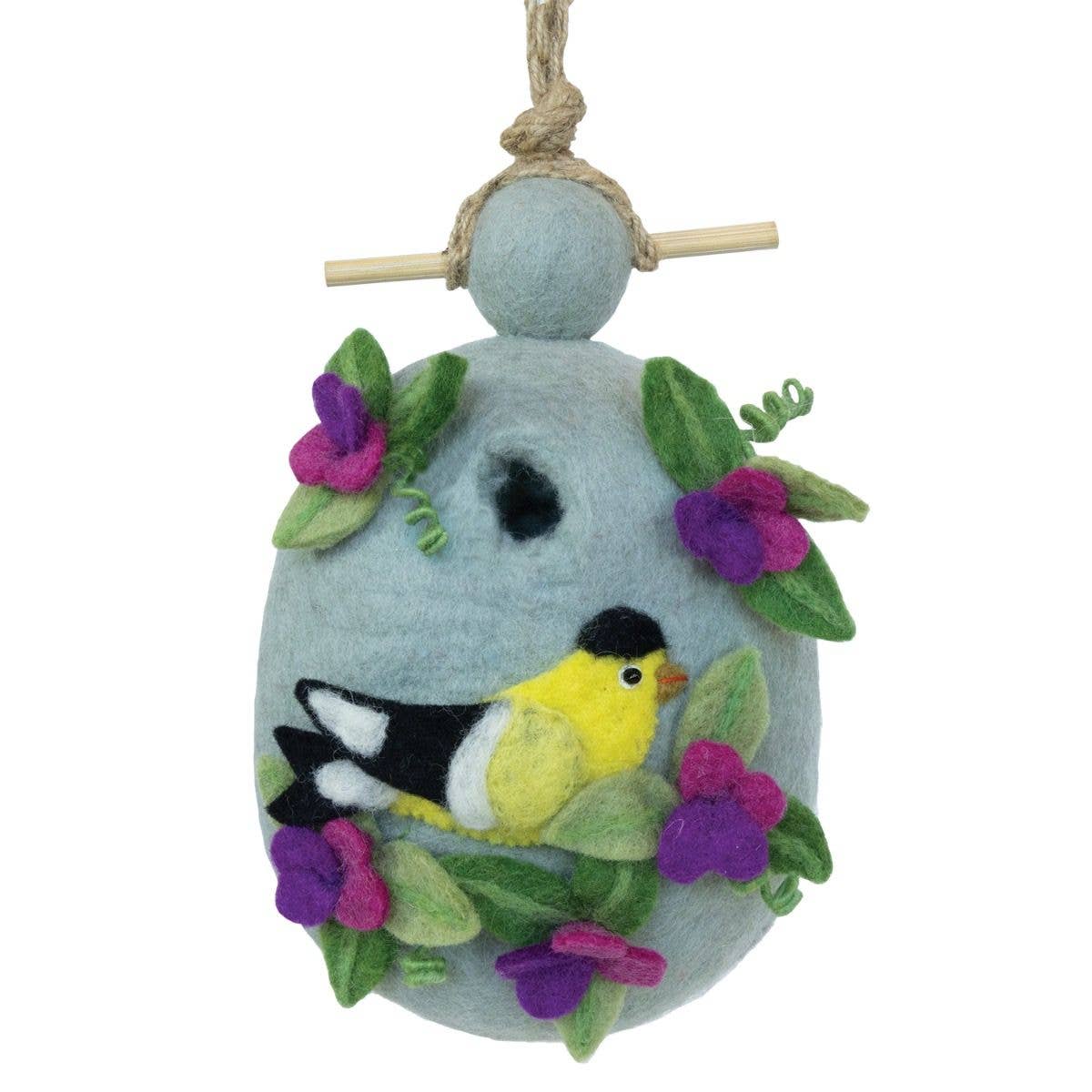 Hand Felted Sweetpea Goldfinch Birdhouse
