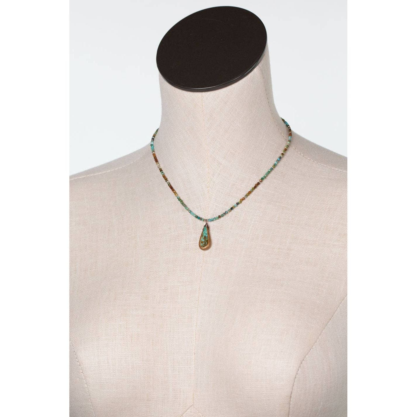 Remedy 15-17" Turquoise Teardrop Bezel Simple Necklace
