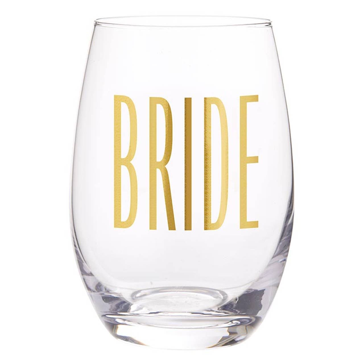 Gold Foil Stemless Wine Glass - Bride