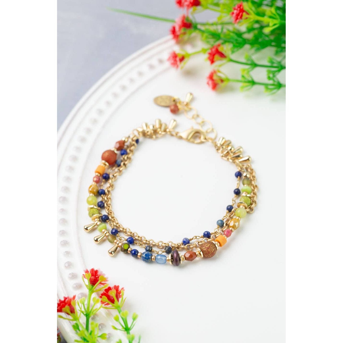 Prosperity 7.5-8.5" Czech Glass, Jade Multistrand Bracelet