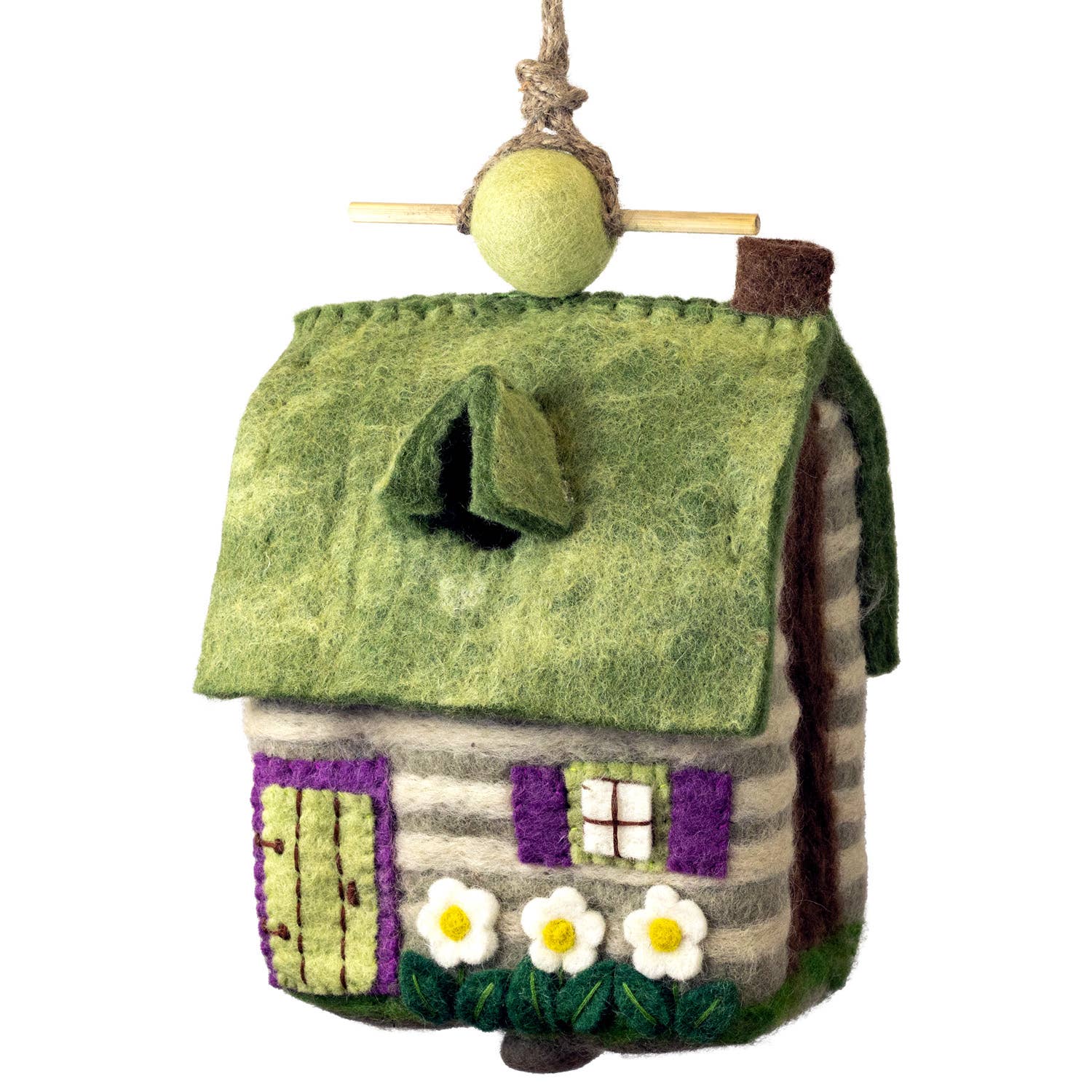 Hand Felted Country Cabin Birdhouse