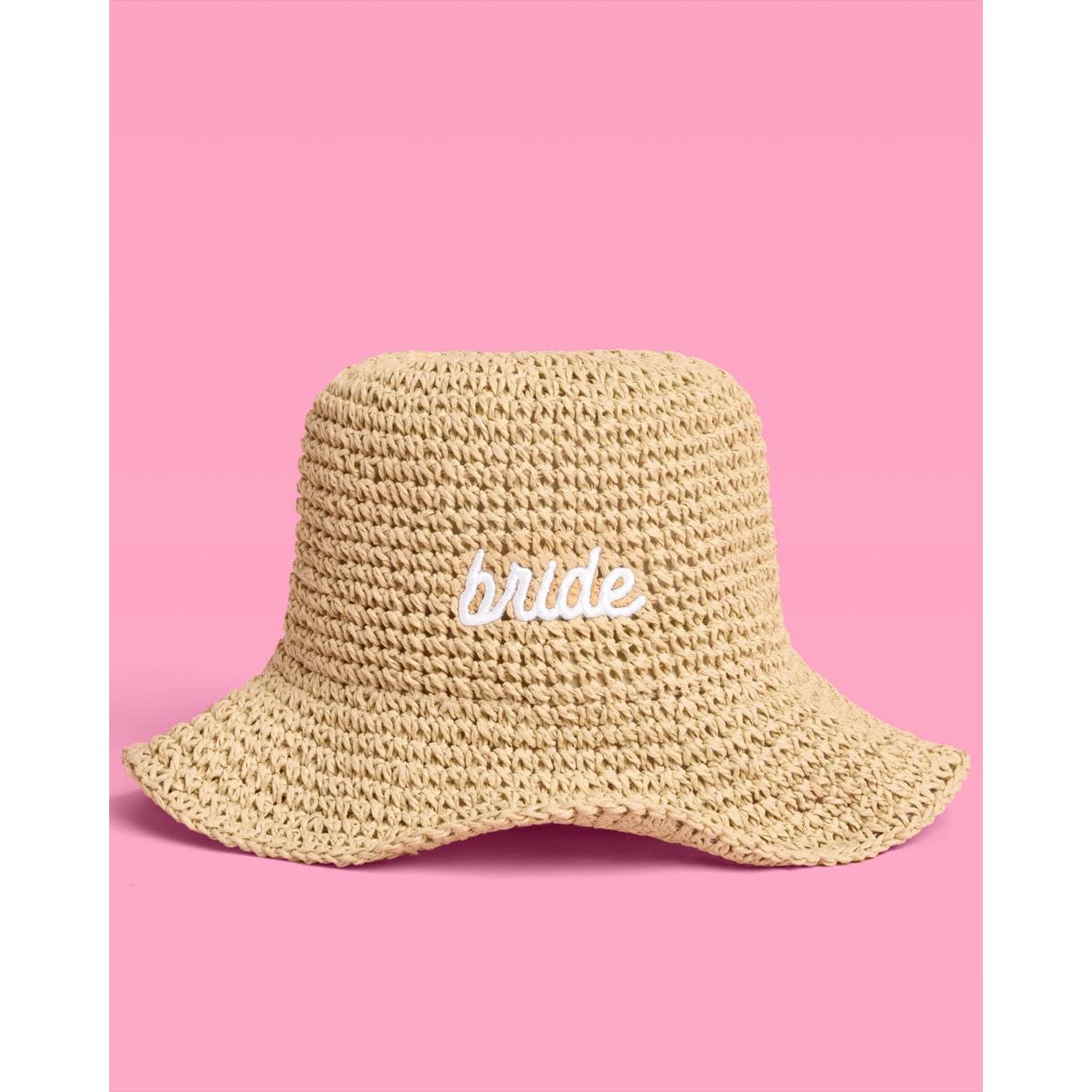 Bride Straw Bucket Hat