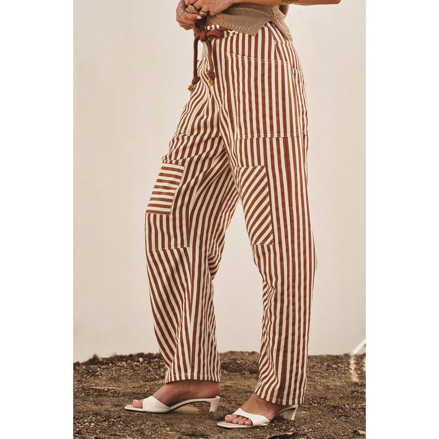 Railroad Striped Patch Pocket Spring Utility Pants