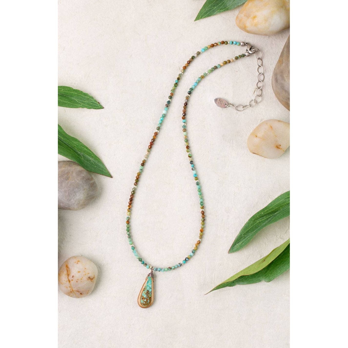 Remedy 15-17" Turquoise Teardrop Bezel Simple Necklace