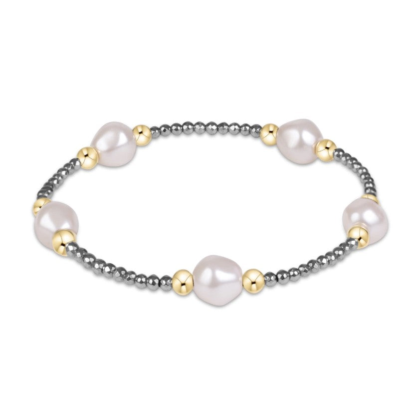 purpose pearl dark grey 6mm gold bracelet